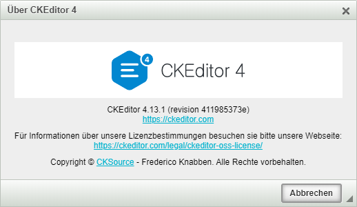CKEditor wurde auf Version 4.13.1 geupdated.